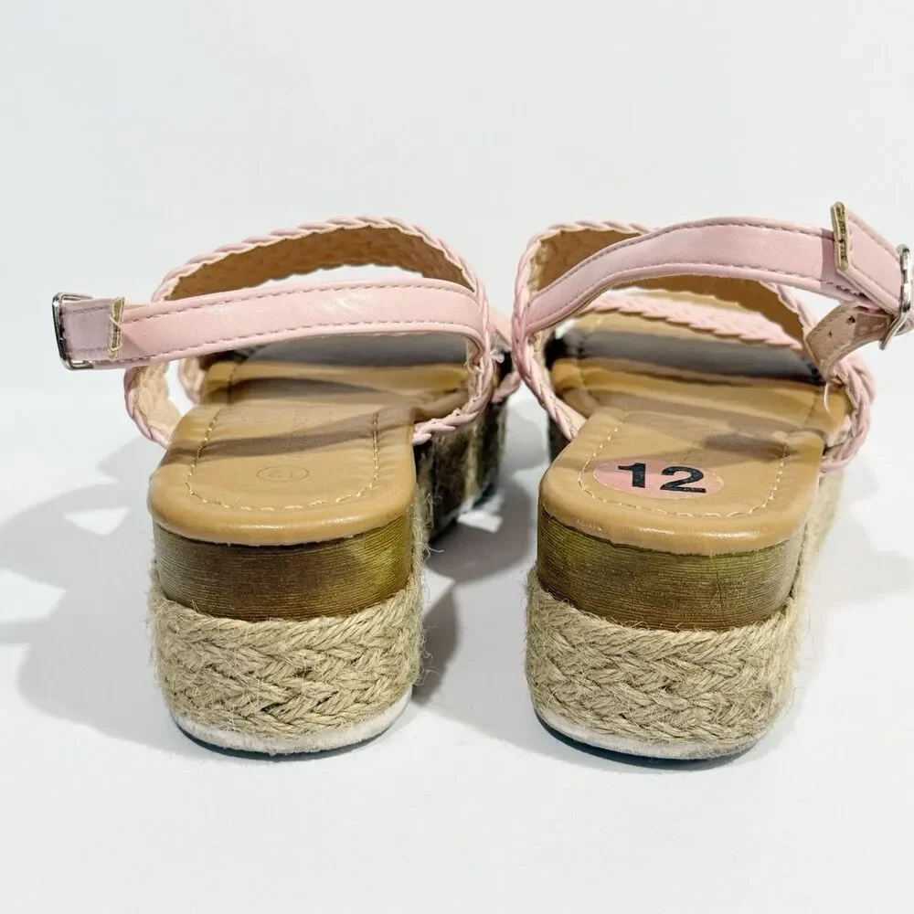 Adrienne Vittadin Girls Pink Braided Wedge Sandals Size 12 Little Kid Espadrille